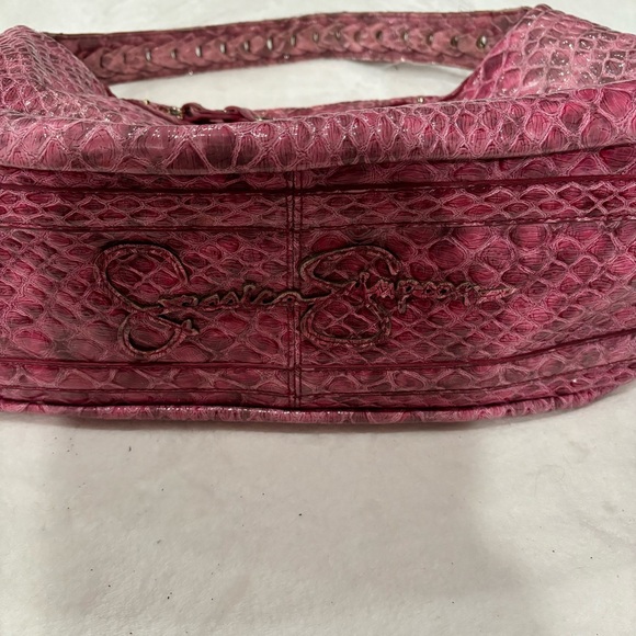 JESSICA SIMPSON Faux Leather Embossed Crocodile Hobo Shoulder Handbag - pink - Picture 3 of 8